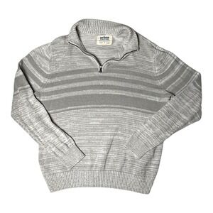Urban Pipeline Mens 1/4 Zip Striped Old Money Sweater Size XL Gray Preppy Layers